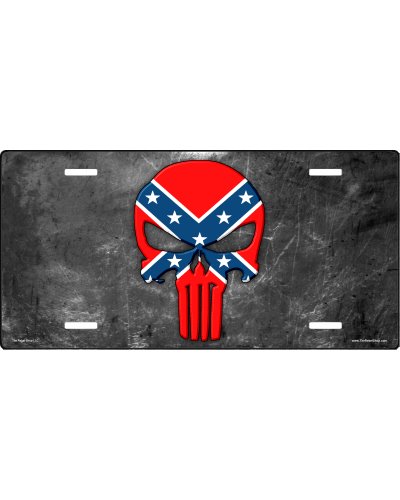 Confederate Punisher grunge car tag